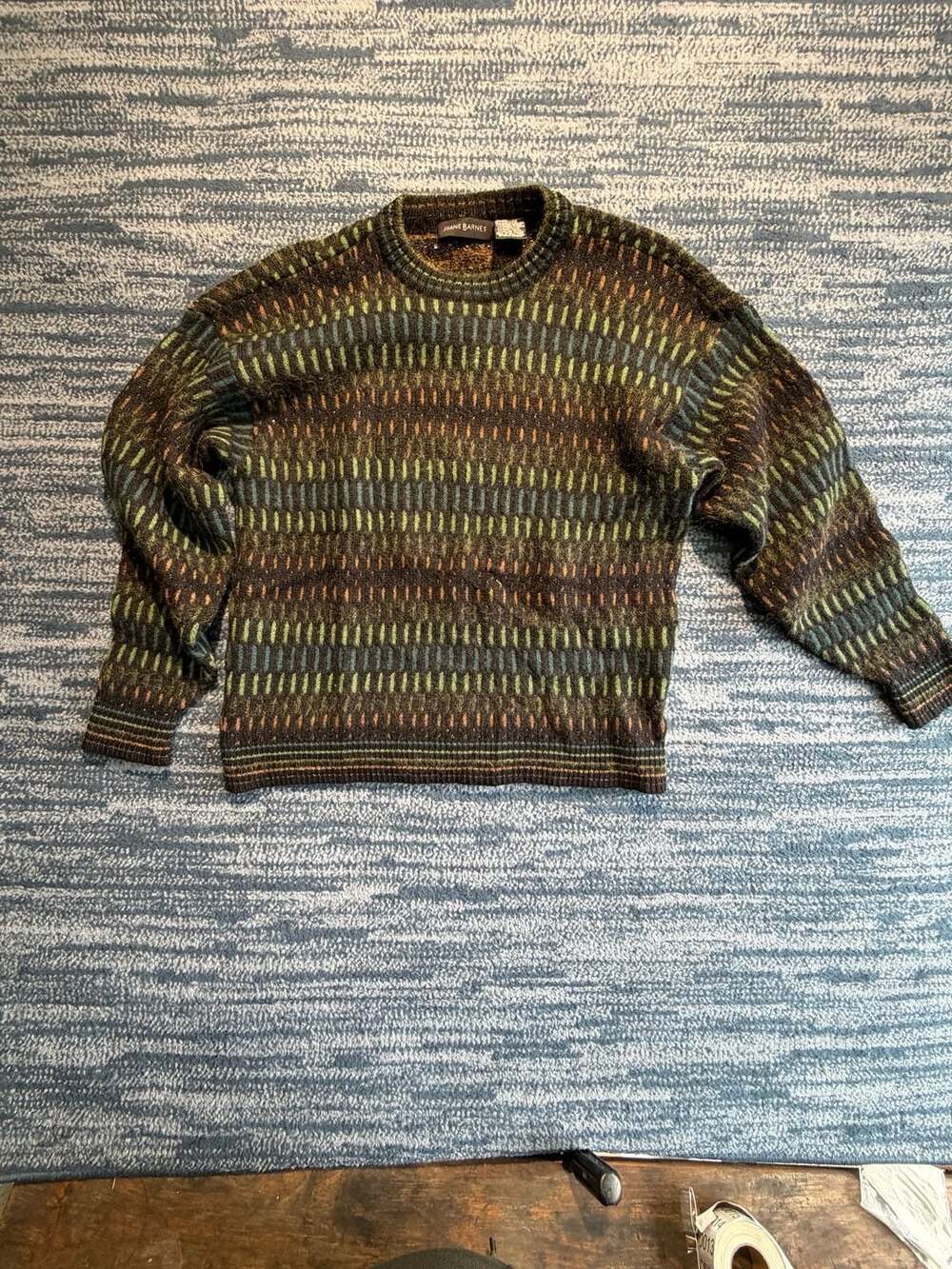 Jhane Barnes Patterned Knit Sweater Multi Wool Mohair Vintage